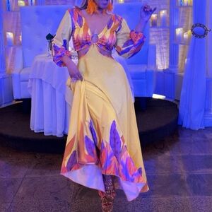 Woman summer long sleeve floral dress